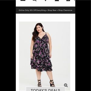 Torrid Black Floral Challis Midi Dress Size 5 NEW